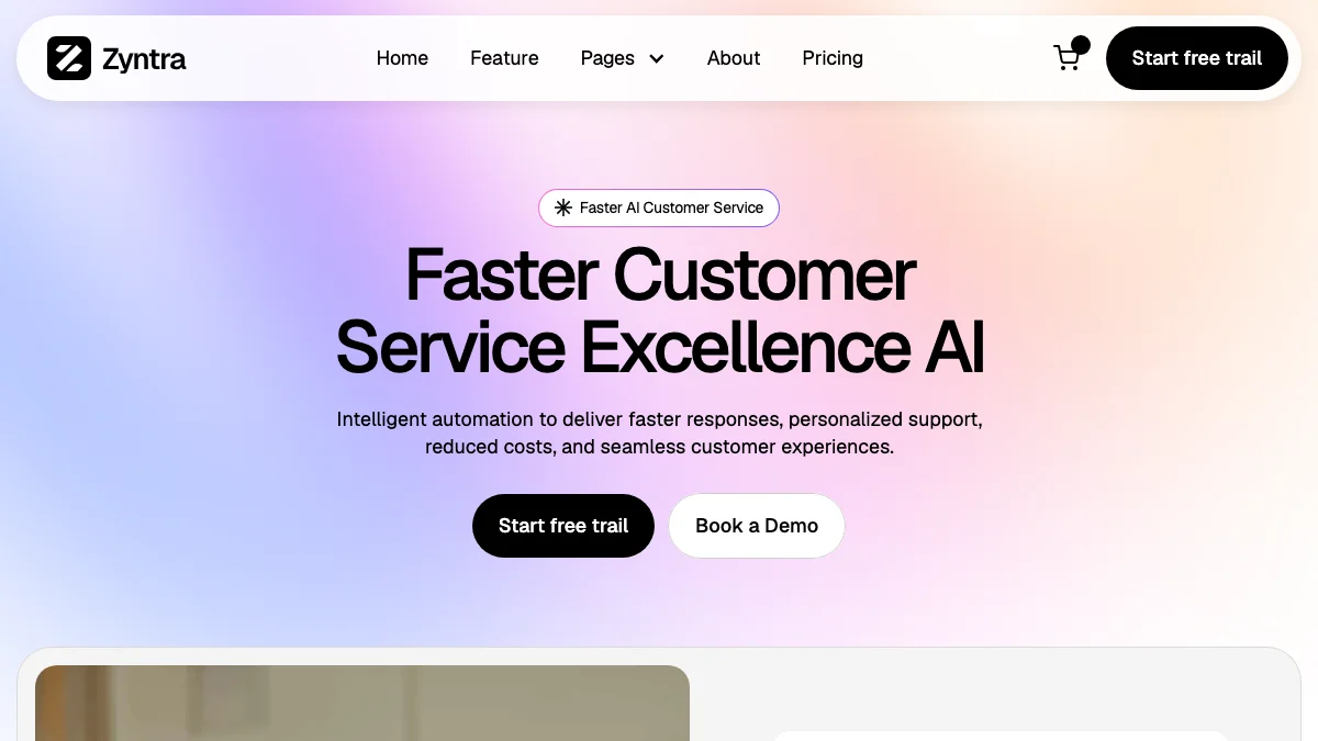 Screenshot of the Zyntra theme homepage